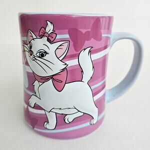 Aristocats Mug Marie Disney Store Pink Cat Coffee Cup Bows Striped Movie